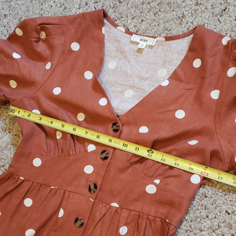 SOLD.   NWOT Anthropologie MINE Linen Dress Puff Sleeve  T - Picture 6 of 11